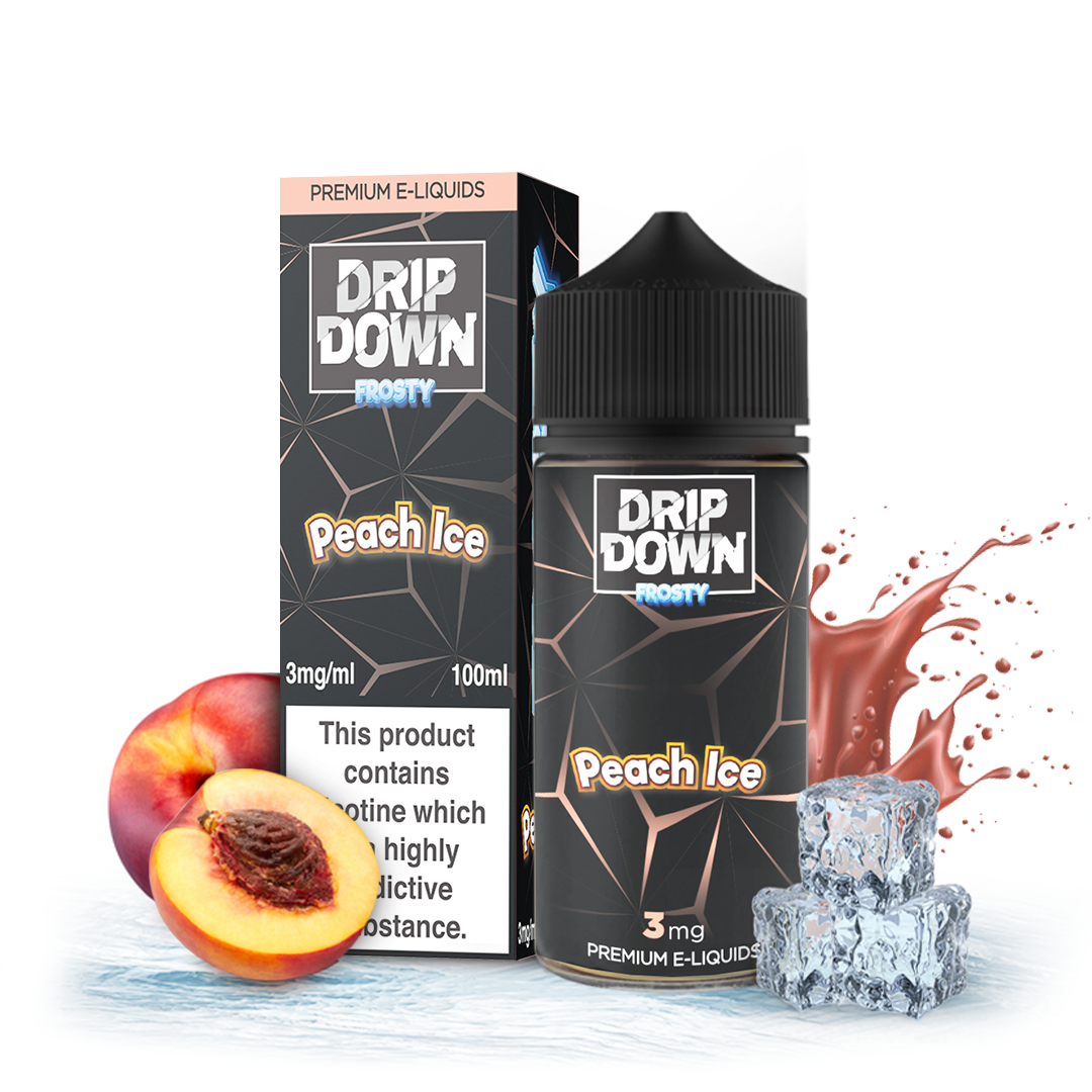 Drip Down Frosty Peach Ice 100ml (3mg) – PKR 2500 | Zaka Tobacco | Explore All Flavors