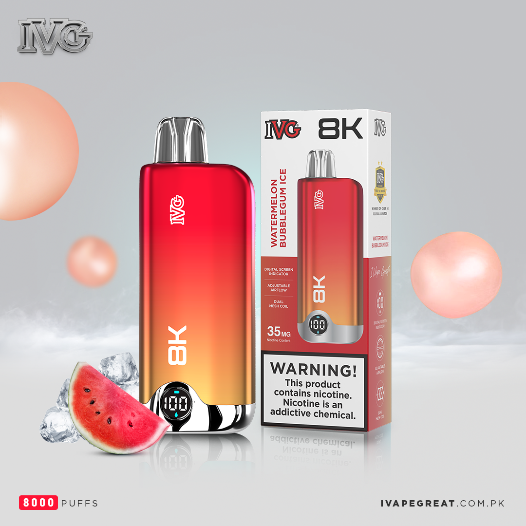 IVG 8k Puffs Disposable Vape – 8000 Puffs, Dual Mesh Coil, Adjustable Airflow | Only 3500 PKR at Zaka Tobacco