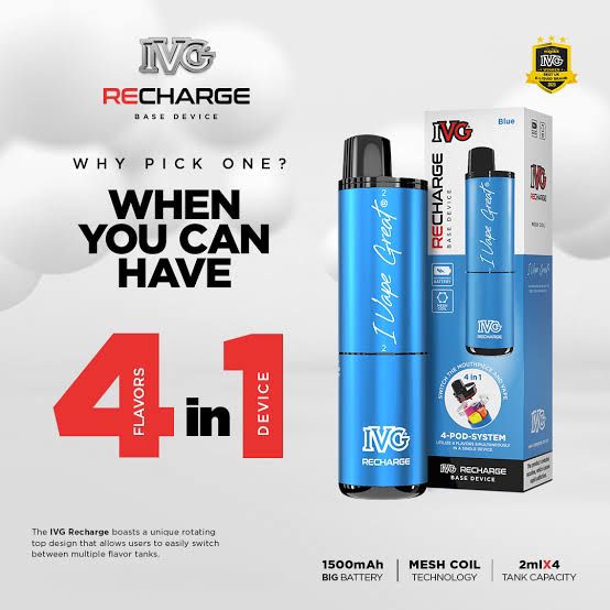 IVG Air 4-in-1 Rechargeable Vape | 4 Pods, 30mg Nicotine | Available at Zaka Tobacco for 1990 PKR